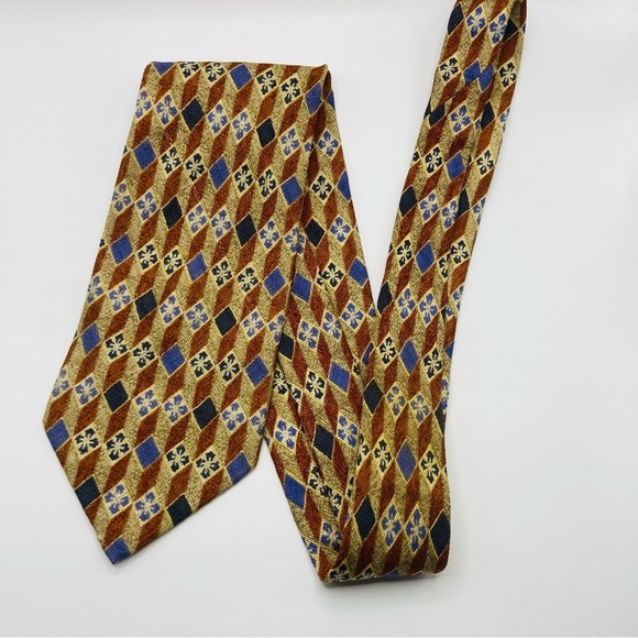 Ermenegildo Zegna Other - Ermenegildo Zegna gold orange and blue vintage geometric print silk tie.